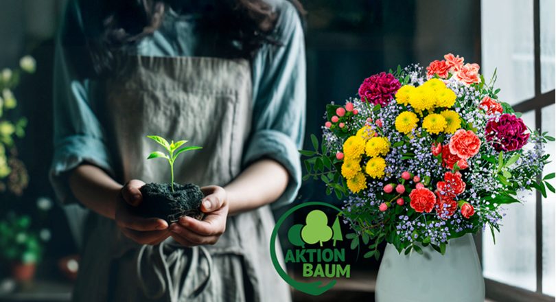 FloraPrima Aktionsstrauß und Baumsetzling für die Partnerschaft mit Aktion Baum
